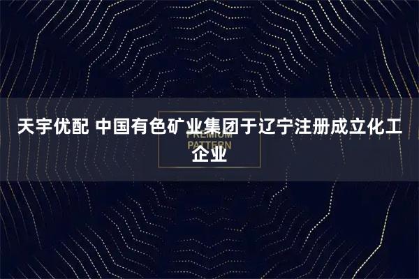 天宇优配 中国有色矿业集团于辽宁注册成立化工企业