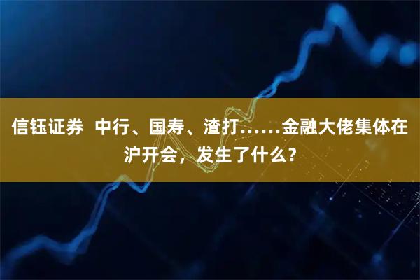 信钰证券  中行、国寿、渣打……金融大佬集体在沪开会，发生了什么？