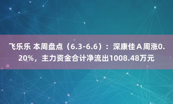 飞乐乐 本周盘点（6.3-6.6）：深康佳Ａ周涨0.20%，主力资金合计净流出1008.48万元